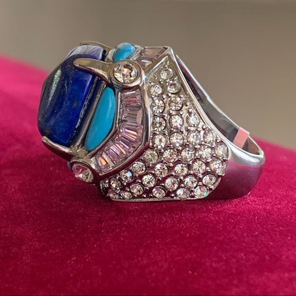 NWT Lapis Lazuli, Turquoise, Pink Zirconia, & White CZ Ring - Picture 3 of 15